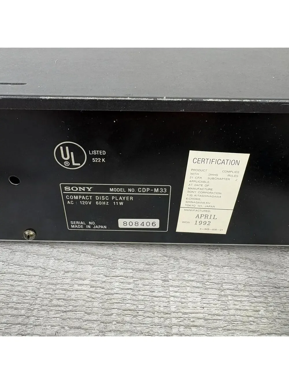 SONY CDP-M33 High Density Linear Converter Compact Disc Player Tested No Remote